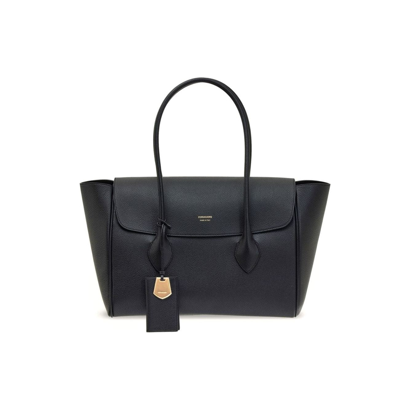 Ferragamo black calf leather smooth grain Handbag