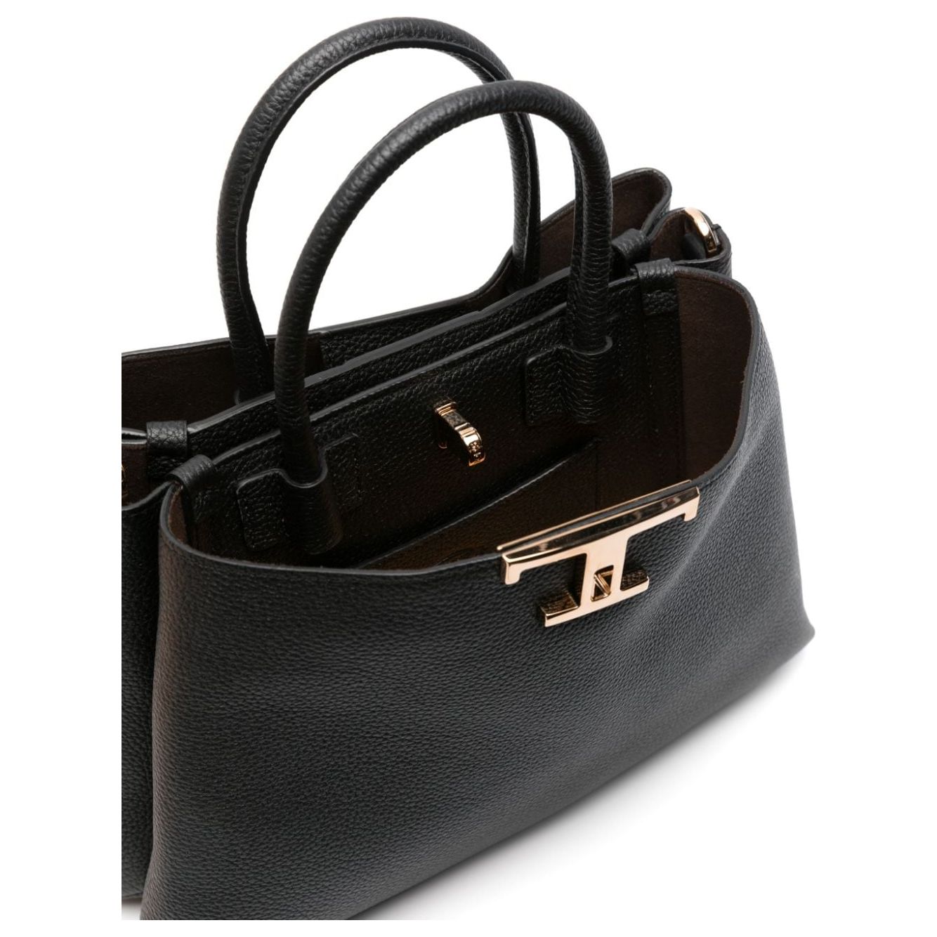 Tod's black calf leather grained texture Bag Shopper Tod'S