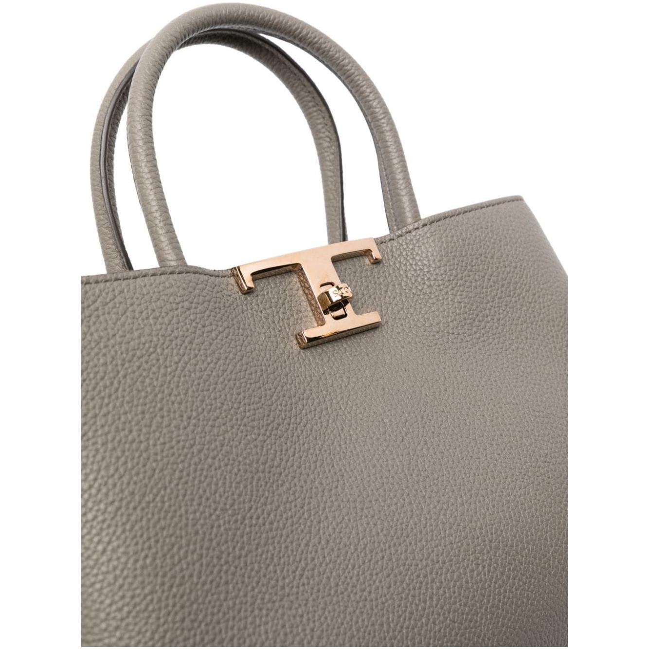 Tod's  khaki calf leather grained texture Bag Shopper Tod'S