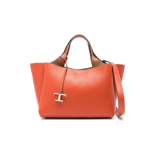 Tod's pumpkin orange calf leather grained texture Bag