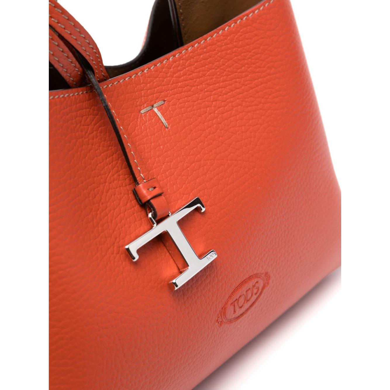 Tod's burnt orange calf leather grained texture Bag Shopper Tod'S