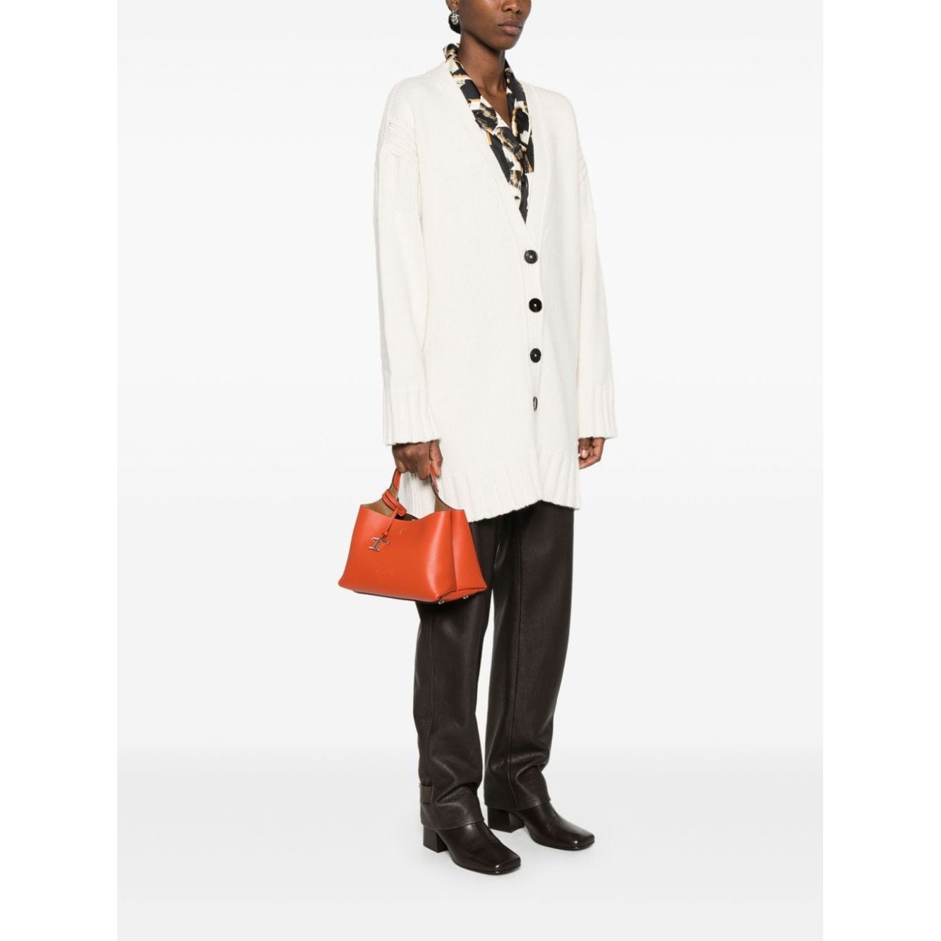 Tod's burnt orange calf leather grained texture Bag Shopper Tod'S