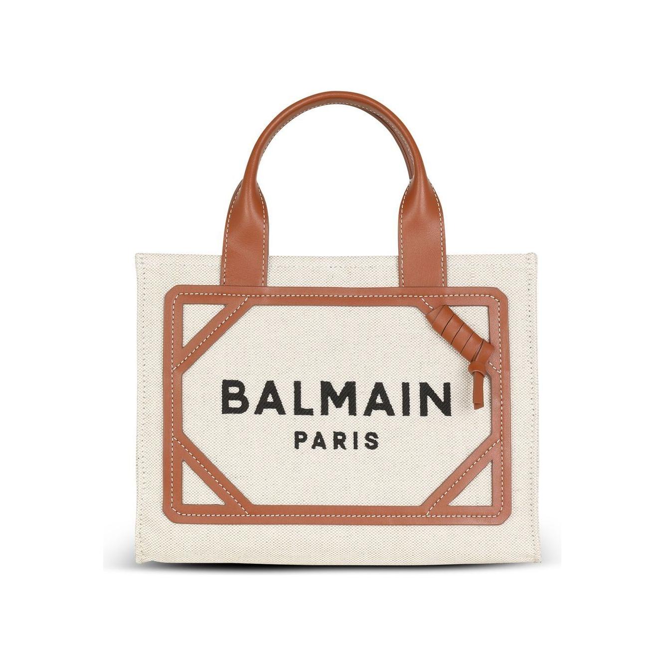 Balmain cotton blend canvas Leather Bag Brown Shopper Balmain