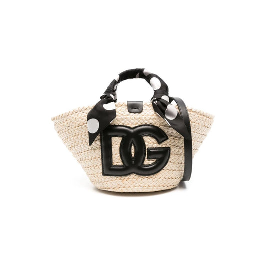 Dolce & Gabbana beige/black straw interwoven design bucket body Bag Handbag Dolce & Gabbana