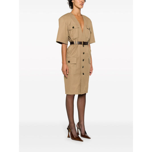 Saint Laurent Cotton twill midi dress