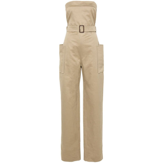 Saint Laurent strapless belted cotton jumpsuit