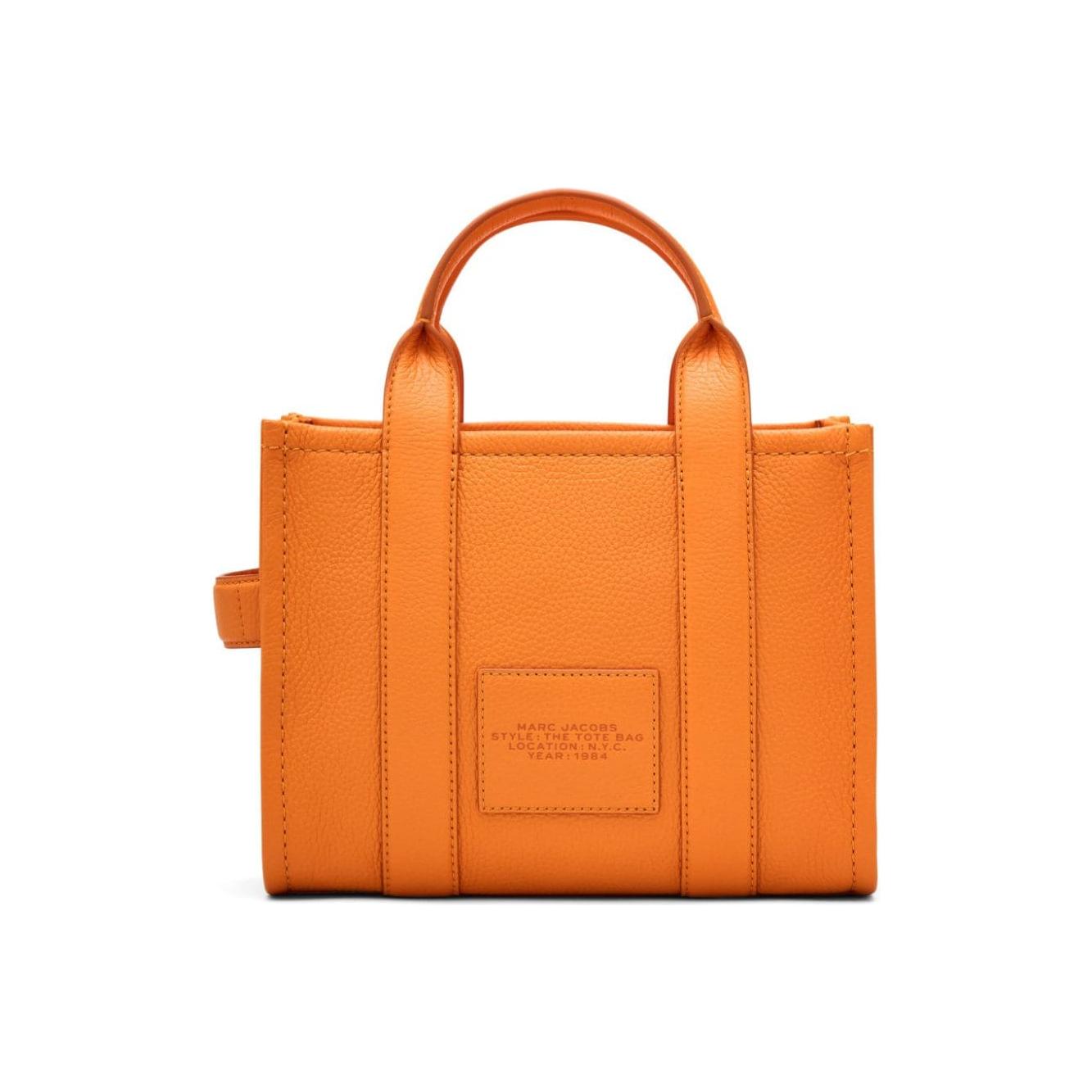 Marc Jacobs tangerine orange leather logo print Bag Shopper Marc Jacobs