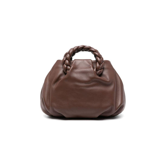 HEREU chocolate brown calf leather braided top handles Bag Handbag Hereu