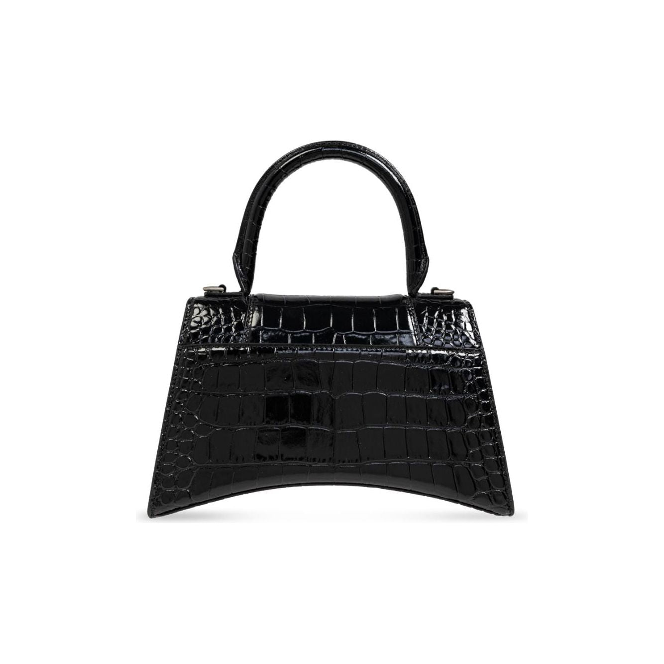 Balenciaga calf leather embossed crocodile effect  handbag Black