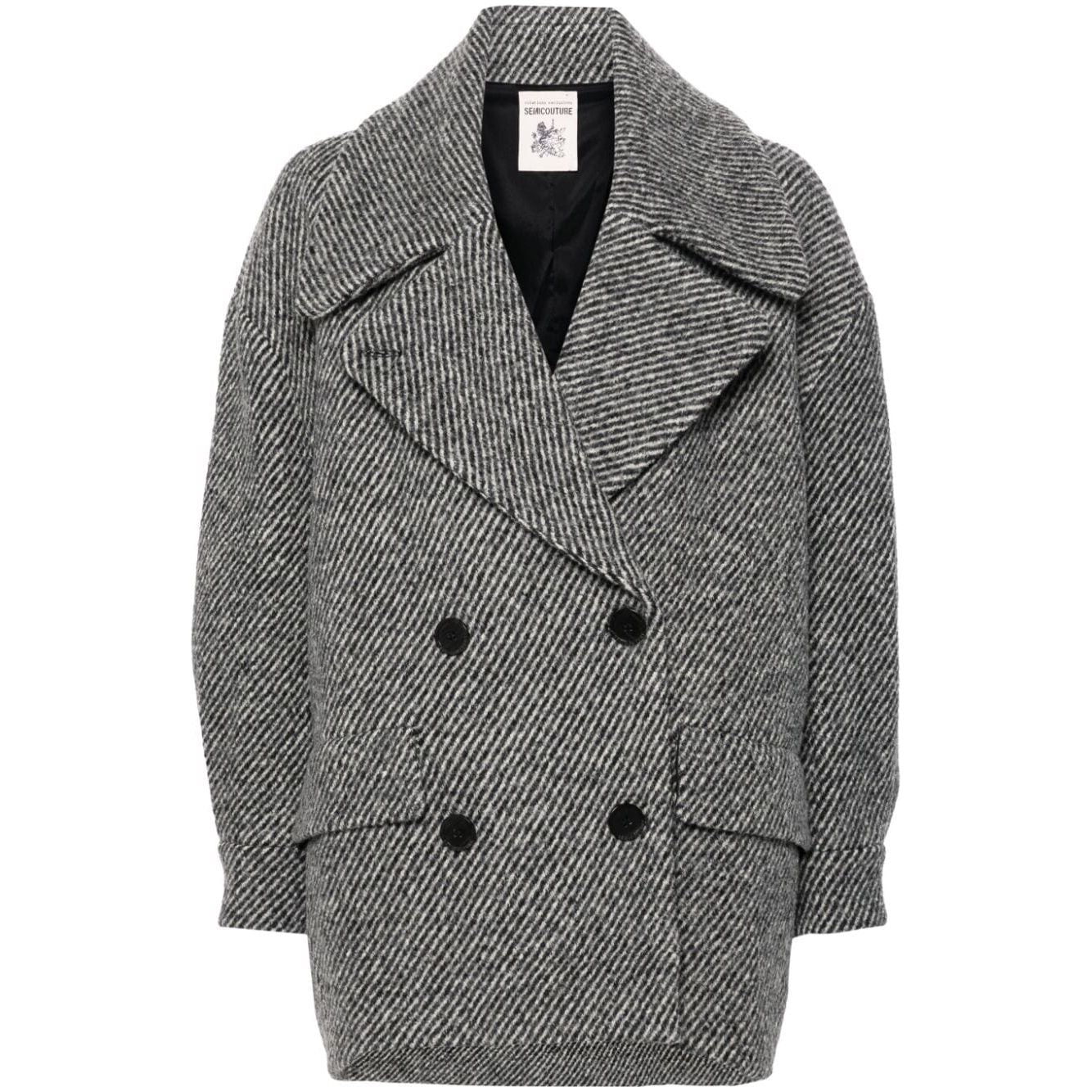 Semicouture  virgin wool brushed finish Coats Grey Jackets Semicouture