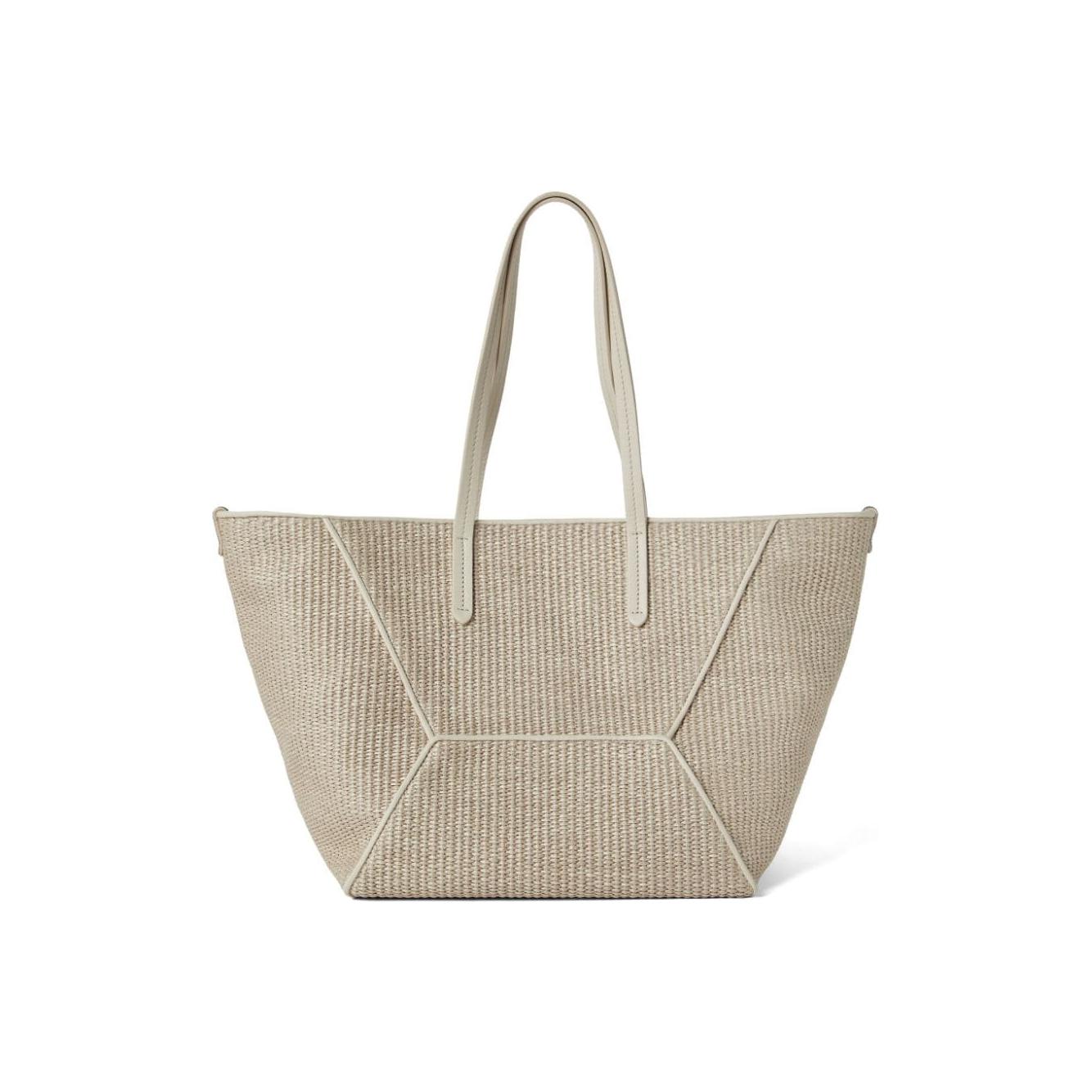 Brunello Cucinelli  cotton blend raffia tote Bag Beige