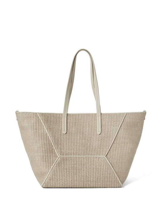 Brunello Cucinelli  cotton blend raffia tote Bag Beige