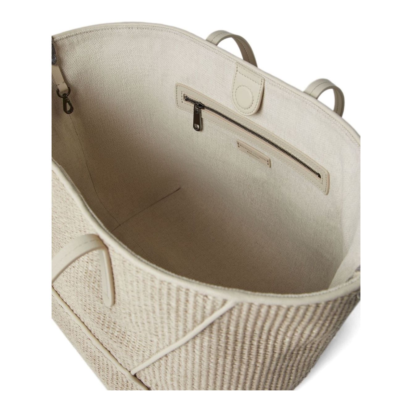 Brunello Cucinelli  cotton blend raffia tote Bag Beige