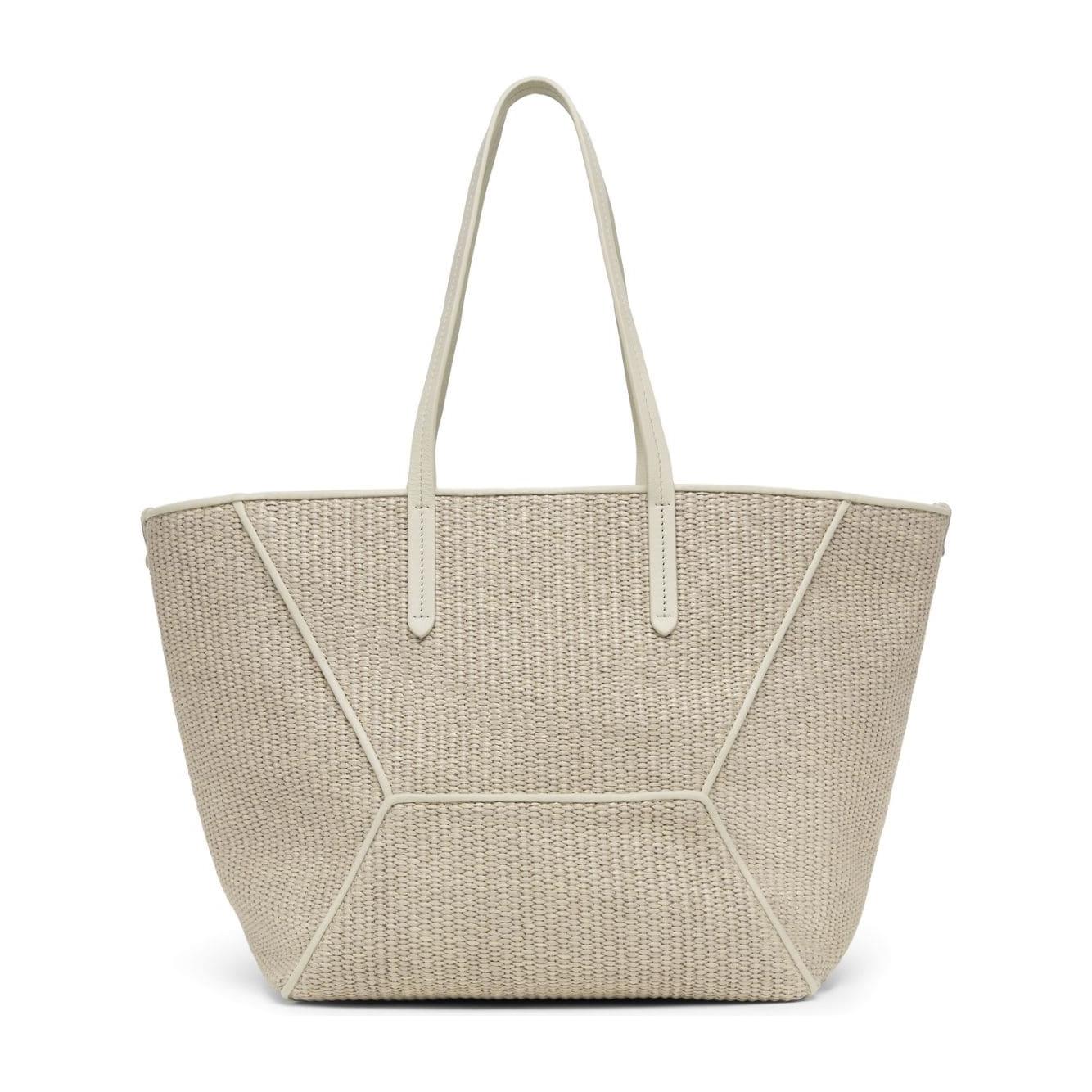 Brunello Cucinelli  cotton blend raffia tote Bag Beige