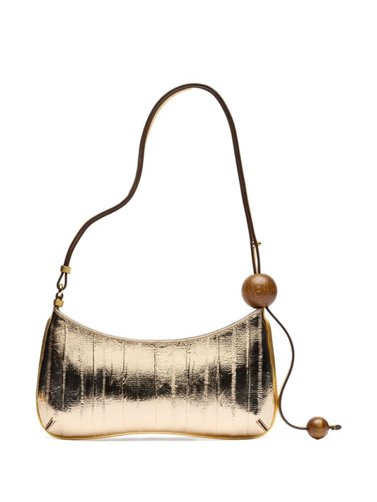 JACQUEMUS leather mirrored finish handbag Golden