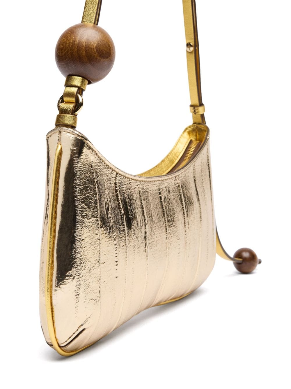 JACQUEMUS leather mirrored finish handbag Golden