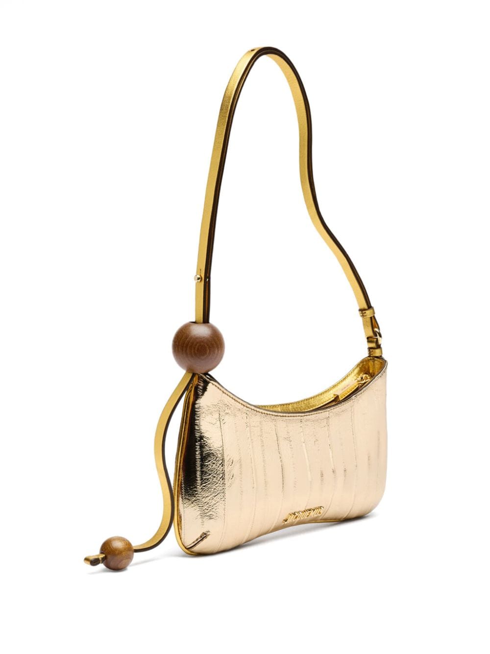 JACQUEMUS leather mirrored finish handbag Golden