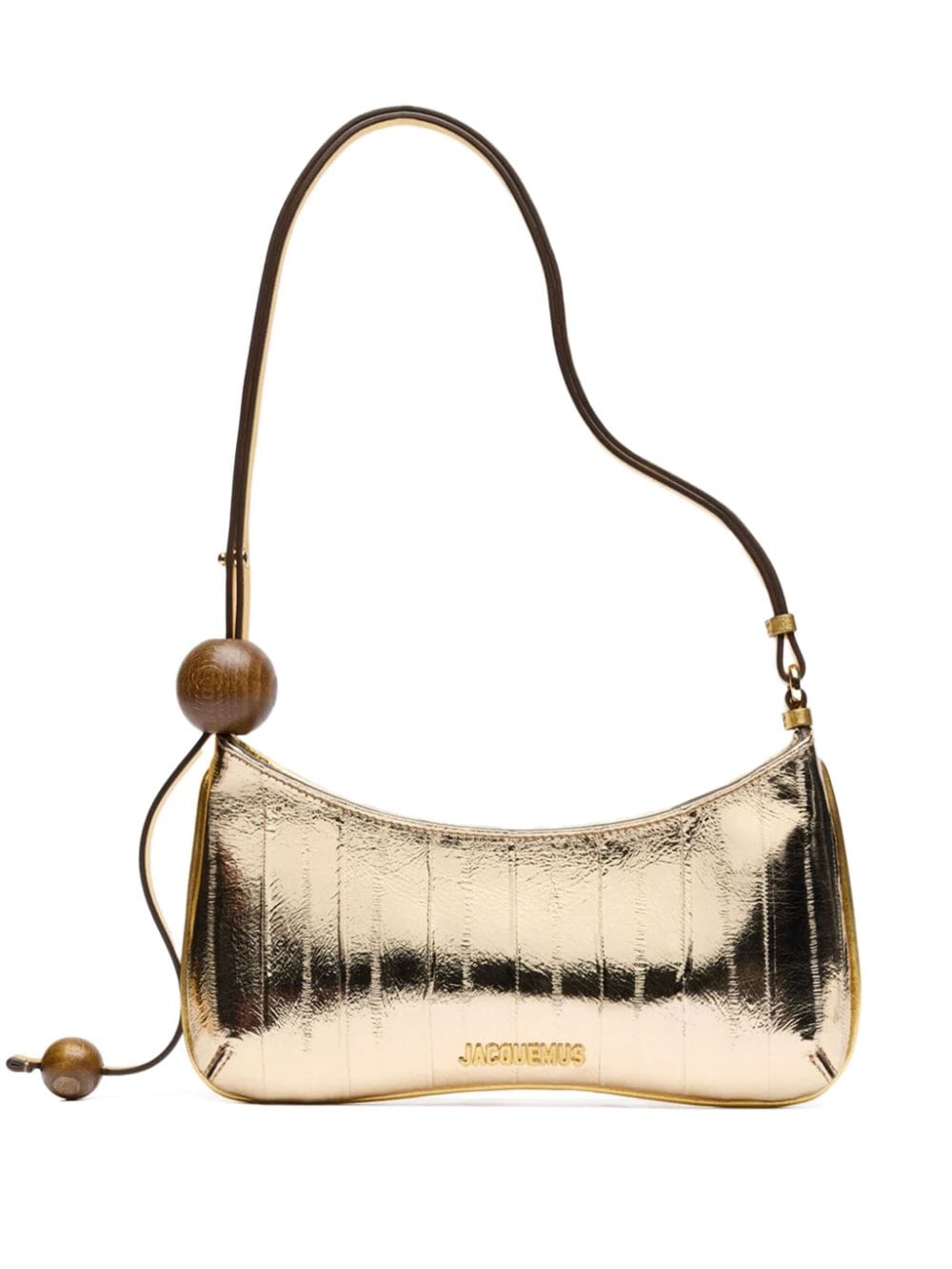 JACQUEMUS leather mirrored finish handbag Golden