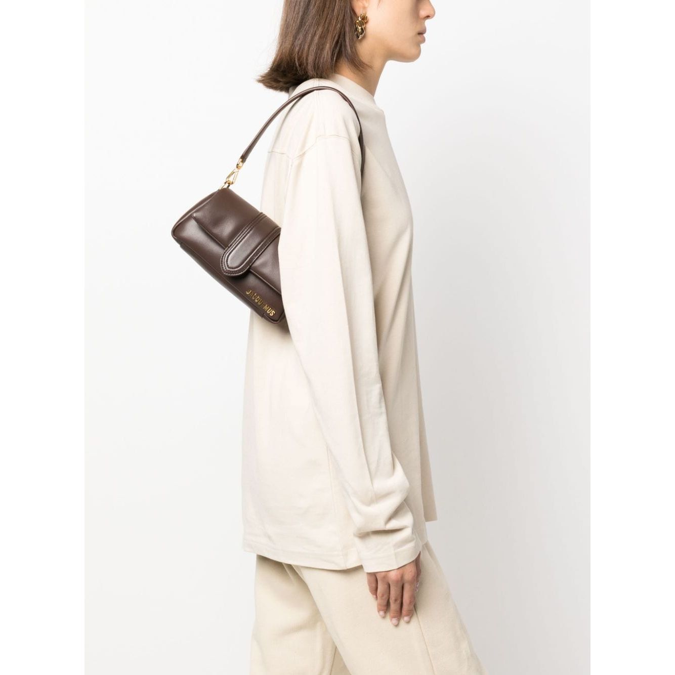 JACQUEMUS  brown lambskin padded design Handag Shoulder JACQUEMUS