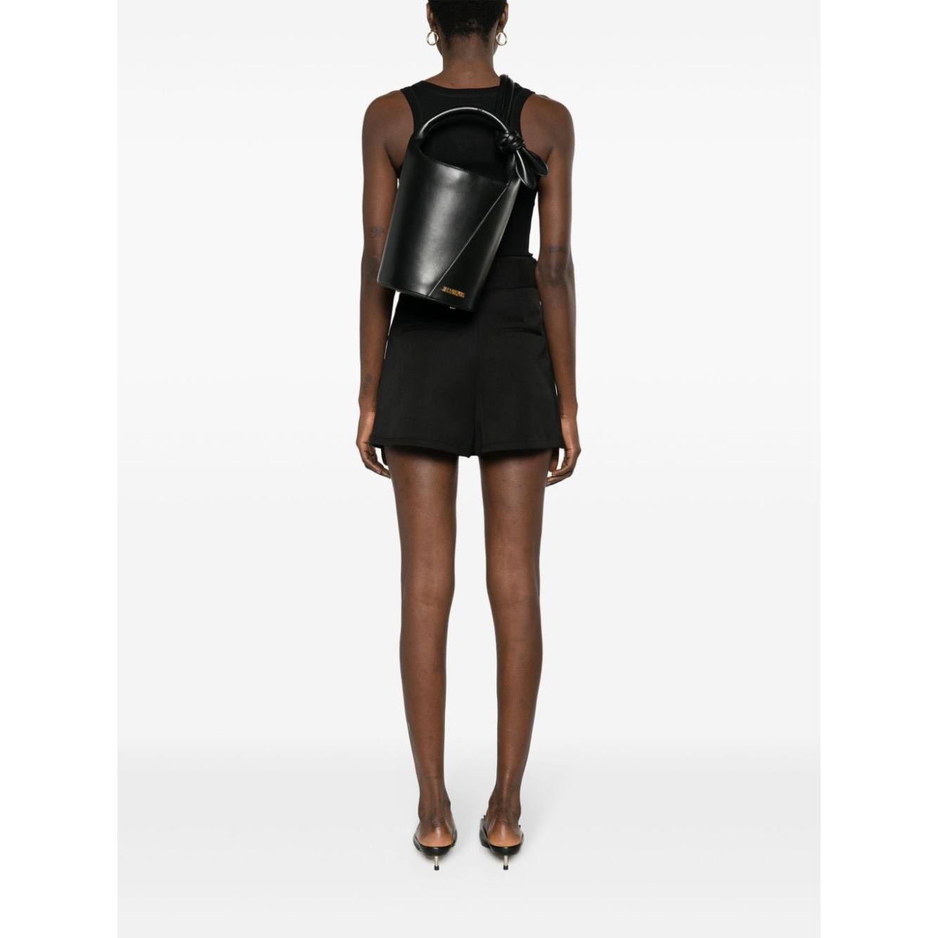 JACQUEMUS black calf leather bucket Bag Shoulder JACQUEMUS