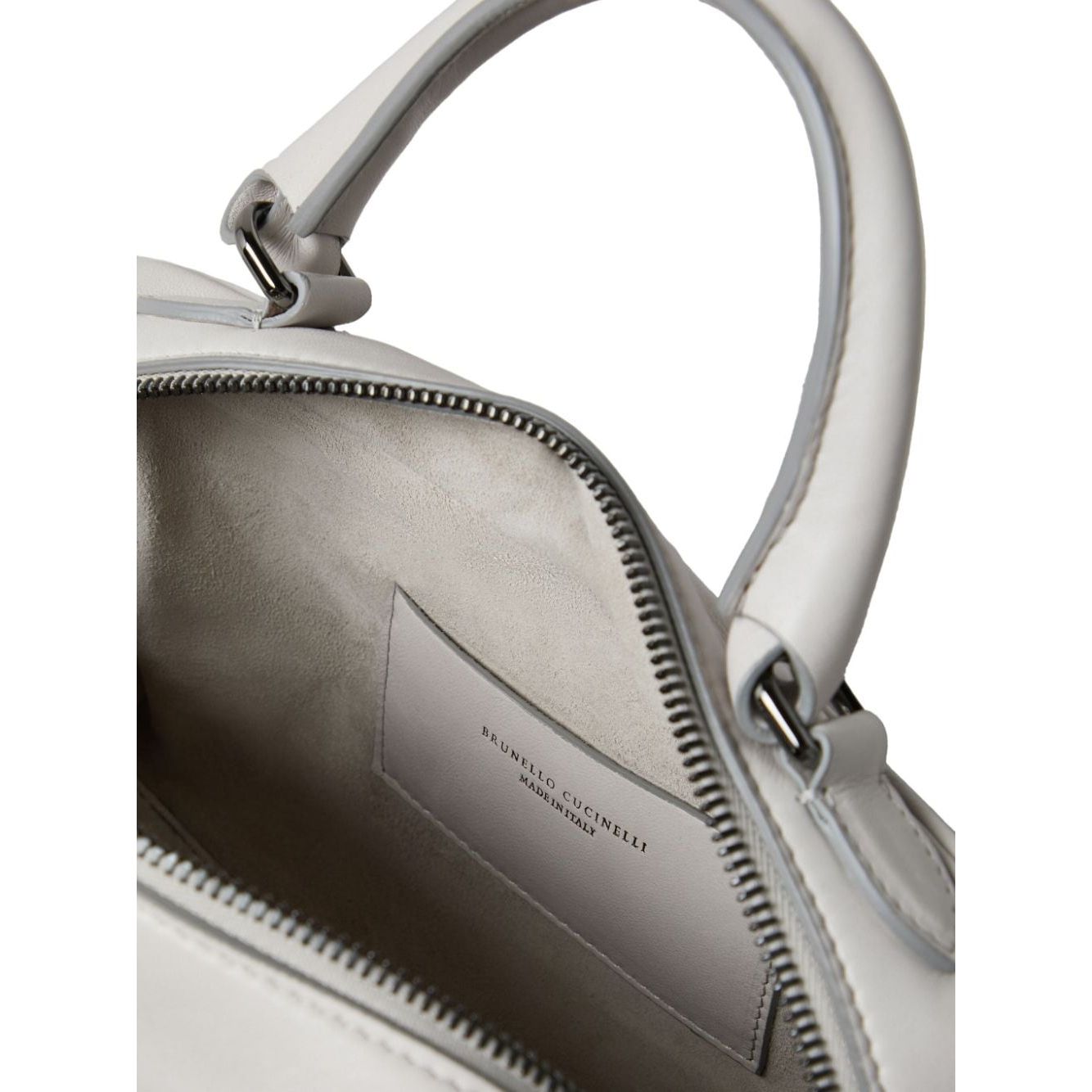 Brunello Cucinelli leather smooth grain handbag Light Grey