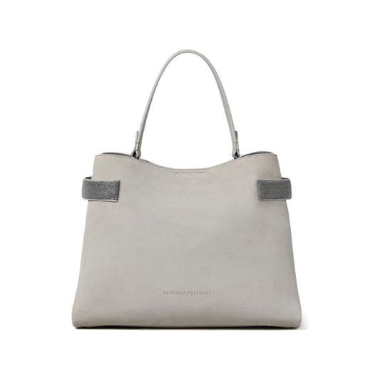 Brunello Cucinelli calf suede Handbag Light Grey