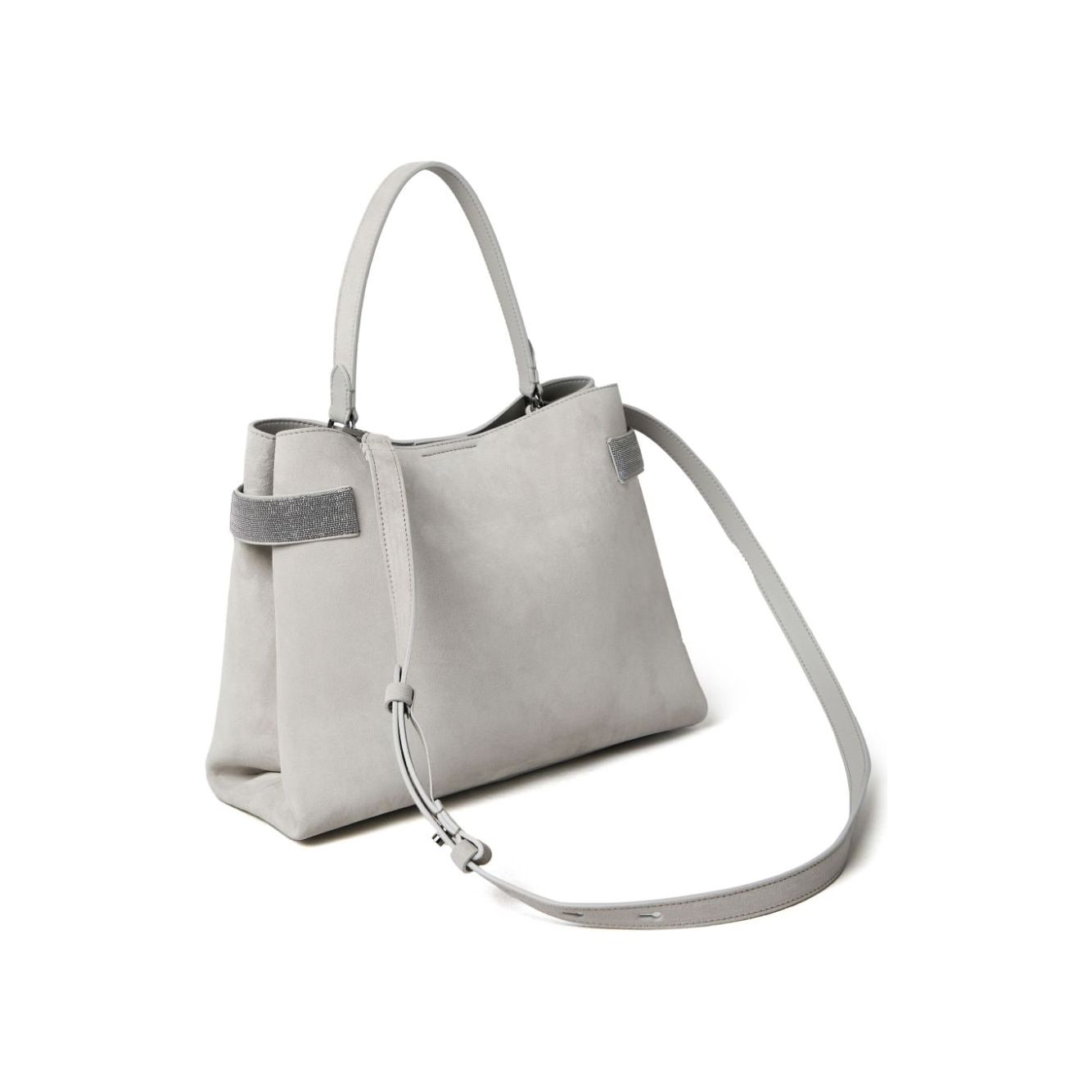 Brunello Cucinelli calf suede Handbag Light Grey