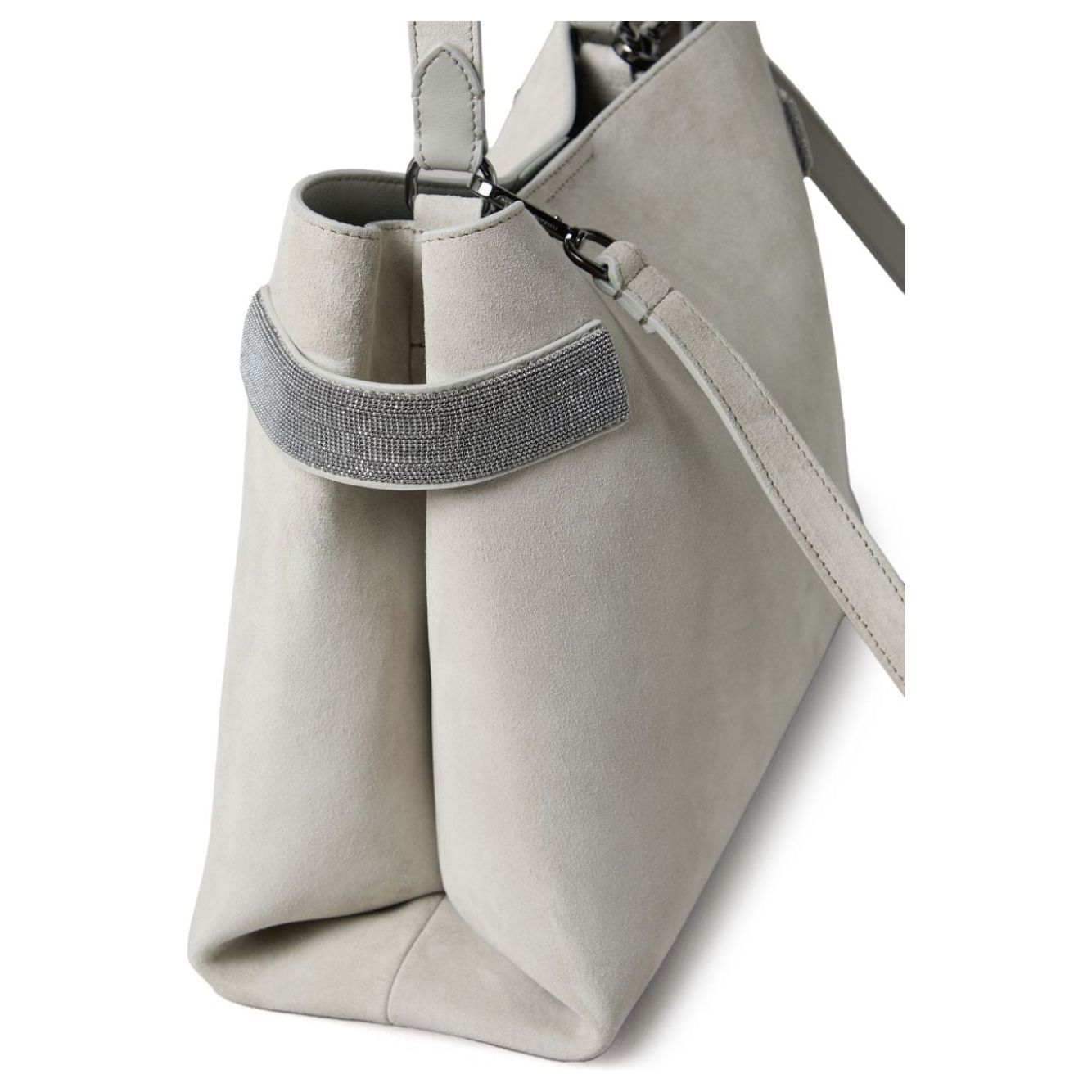 Brunello Cucinelli calf suede Handbag Light Grey