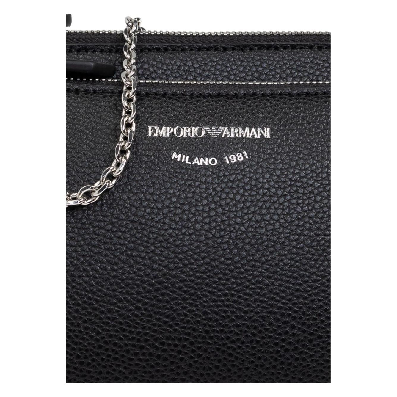 Emporio Armani black faux leather grained Handbag