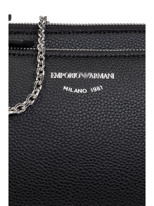 Emporio Armani black faux leather grained Handbag