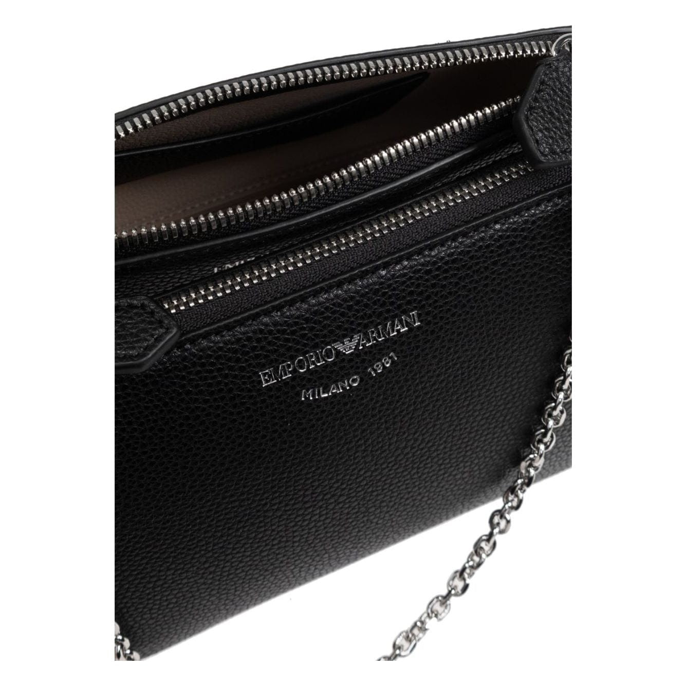 Emporio Armani black faux leather grained Handbag