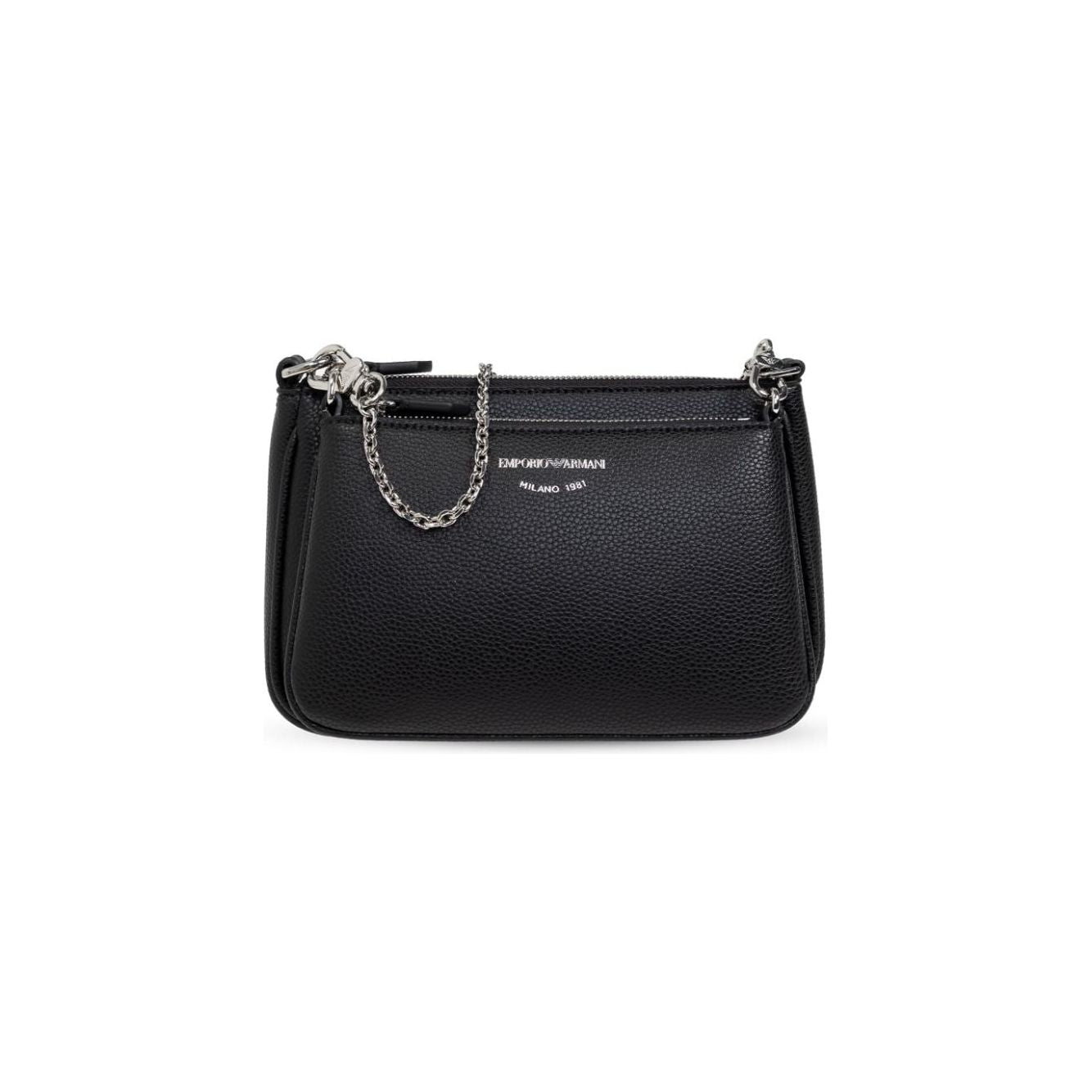 Emporio Armani black faux leather grained Handbag