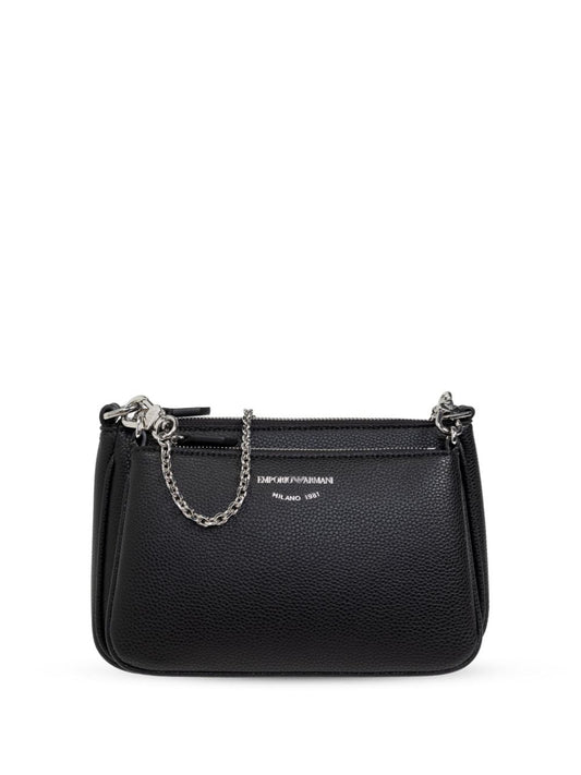 Emporio Armani black faux leather grained Handbag