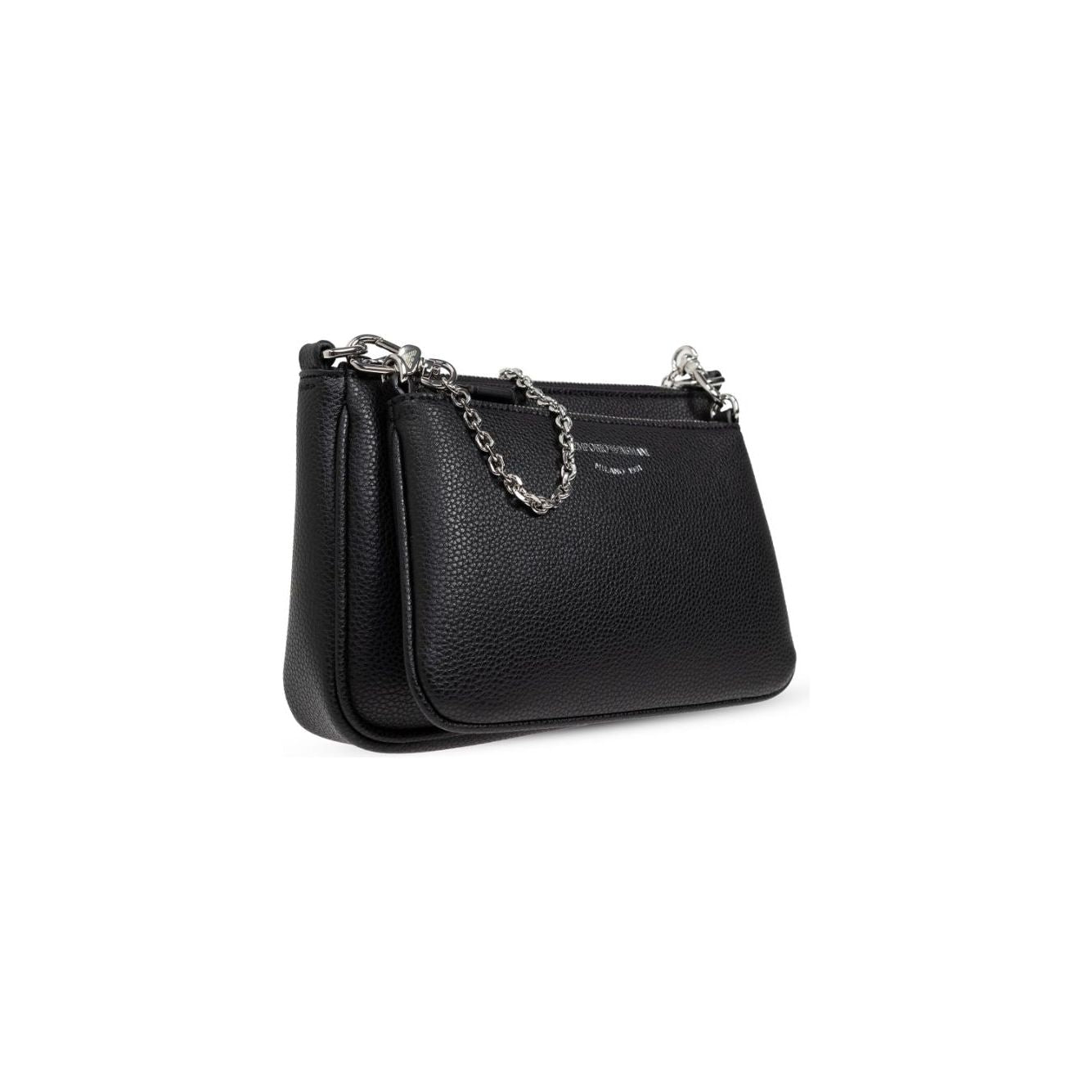 Emporio Armani black faux leather grained Handbag