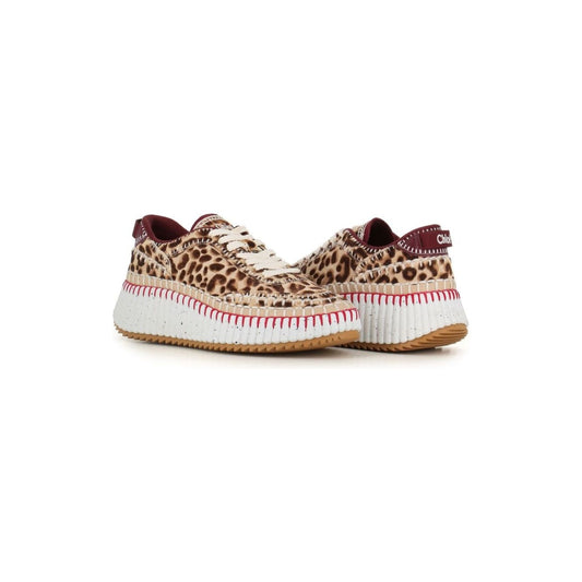 Chloè calf suede animal print women Sneakers Brown Sneakers Chloè