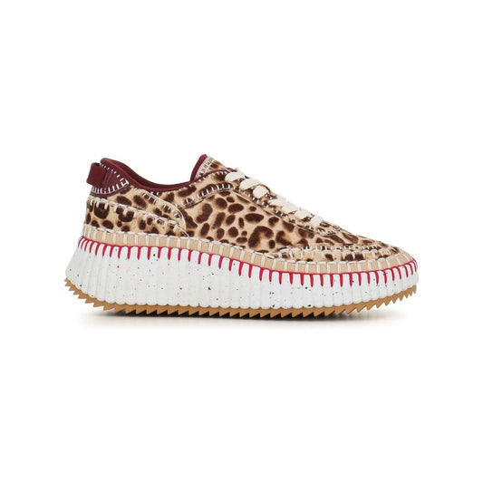 Chloè calf suede animal print women Sneakers Brown Sneakers Chloè