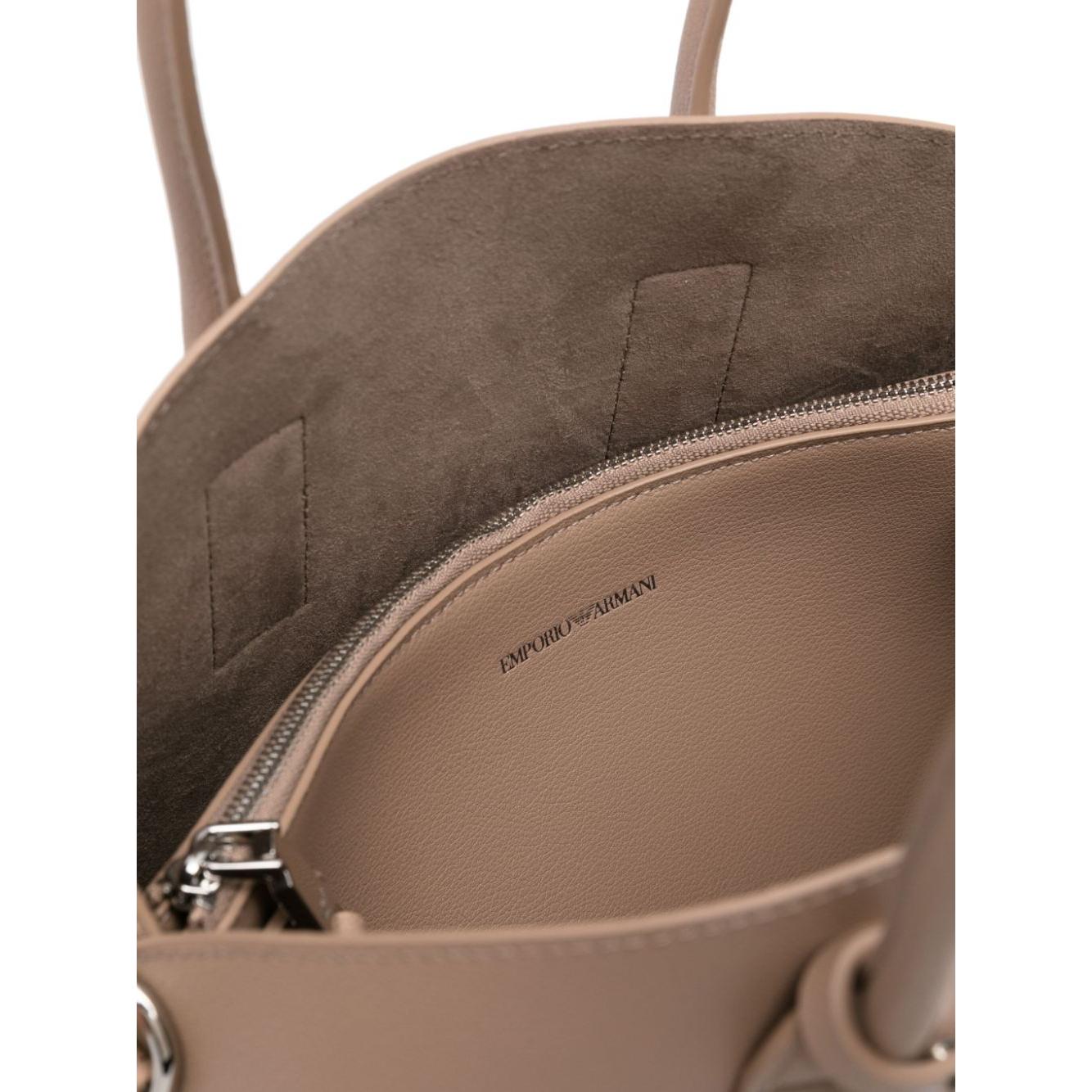 EMPORIO ARMANI CAPSULE calf leather grained texture Handbag  Beige