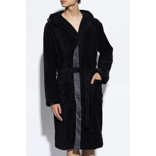 Emporio Armani cotton terry-cloth dressing gown Black Beachwear & underwear Emporio Armani