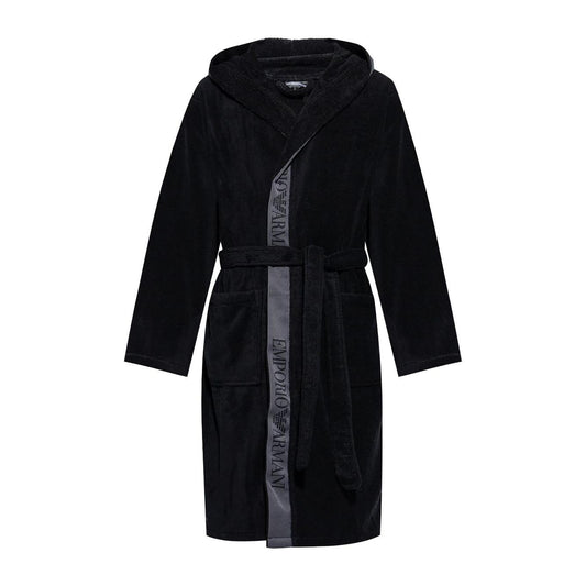 Emporio Armani cotton terry-cloth dressing gown Black Beachwear & underwear Emporio Armani