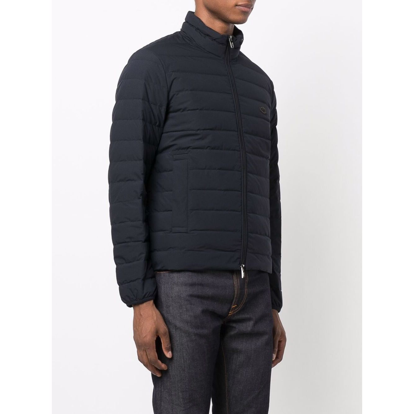 Emporio Armani Navy blue feather down padded logo-patch jacket Jackets