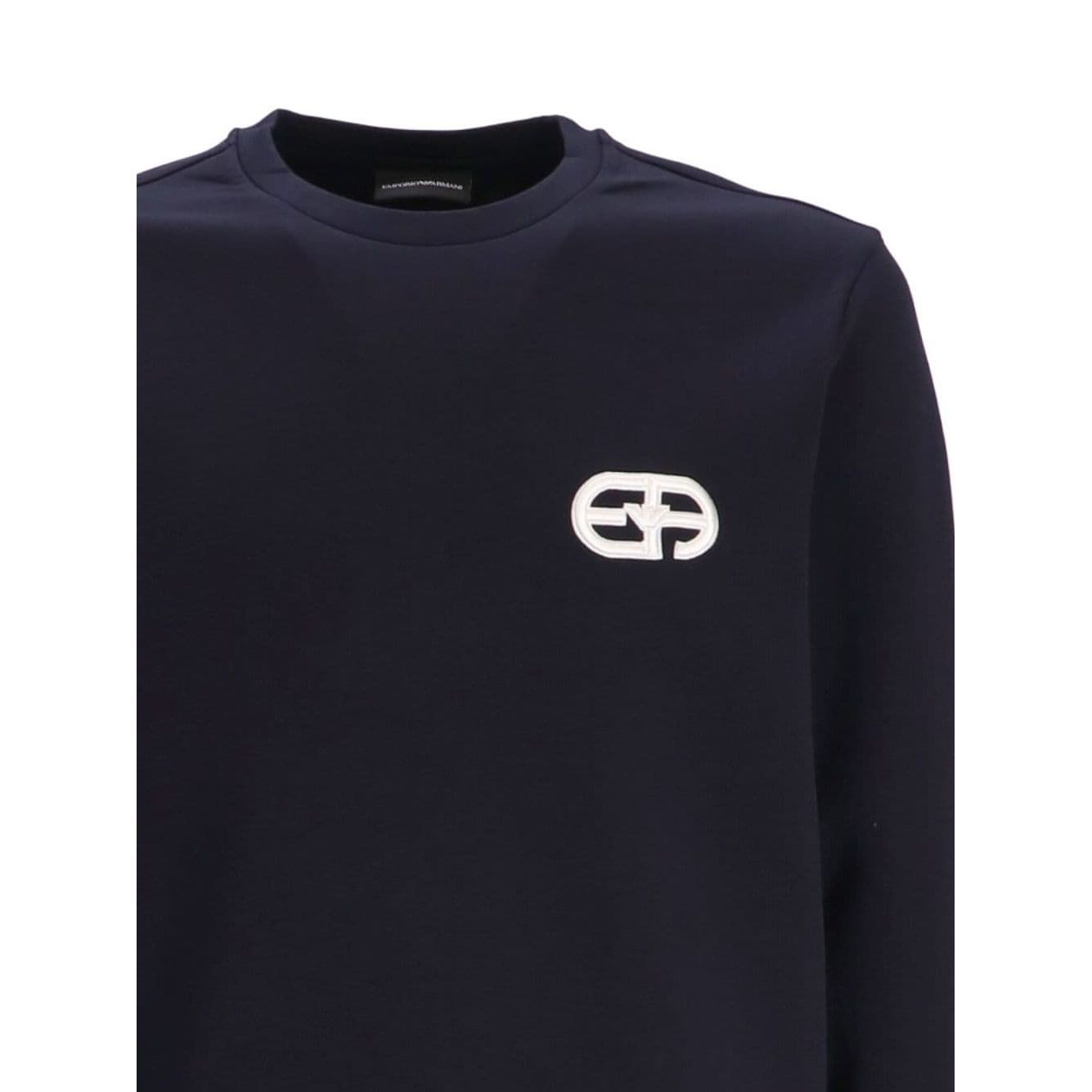 Emporio Armani Double-jersey sweatshirt with embossed embroidered EA logo