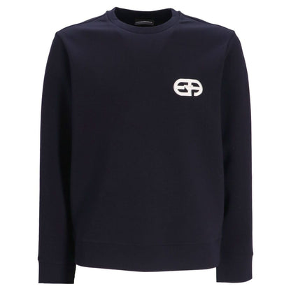 Emporio Armani Double-jersey sweatshirt with embossed embroidered EA logo