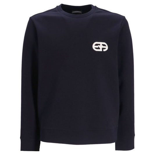 Emporio Armani Double-jersey sweatshirt with embossed embroidered EA logo