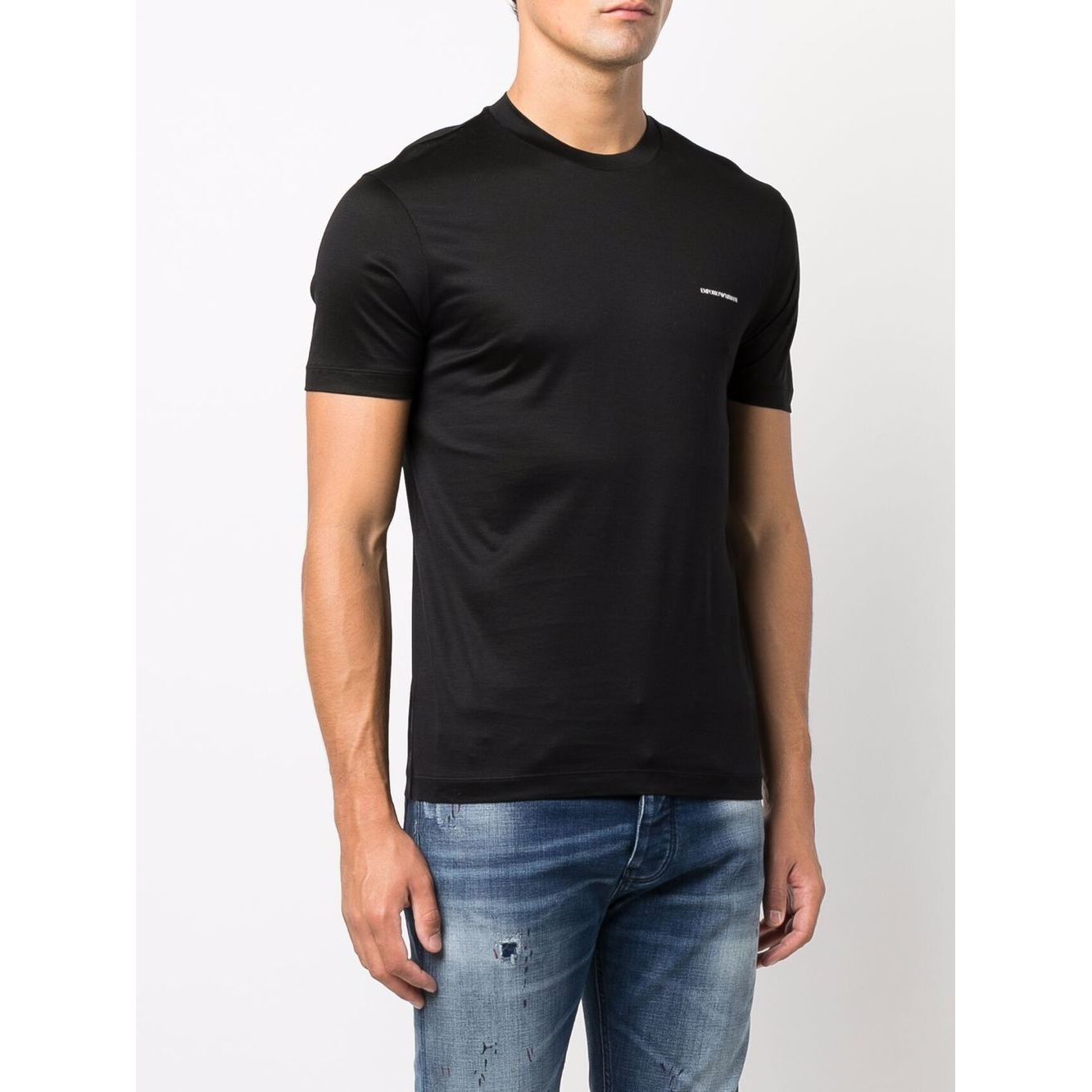 Emporio Armani ASV Lyocell blend jersey T-shirt with micro logo lettering