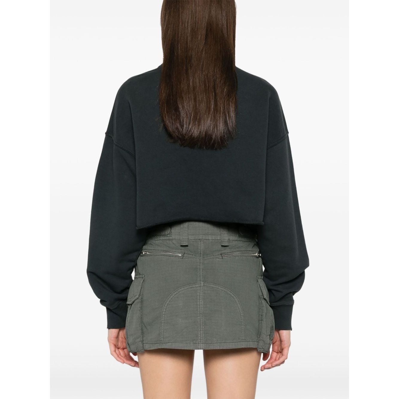 Golden Goose Cropped Cotton Sweatshirt with Crystals on the Front