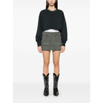 Golden Goose Cropped Cotton Sweatshirt with Crystals on the Front