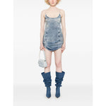 Diesel Tencel denim mini dress with fringes Dresses