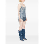 Diesel Tencel denim mini dress with fringes Dresses