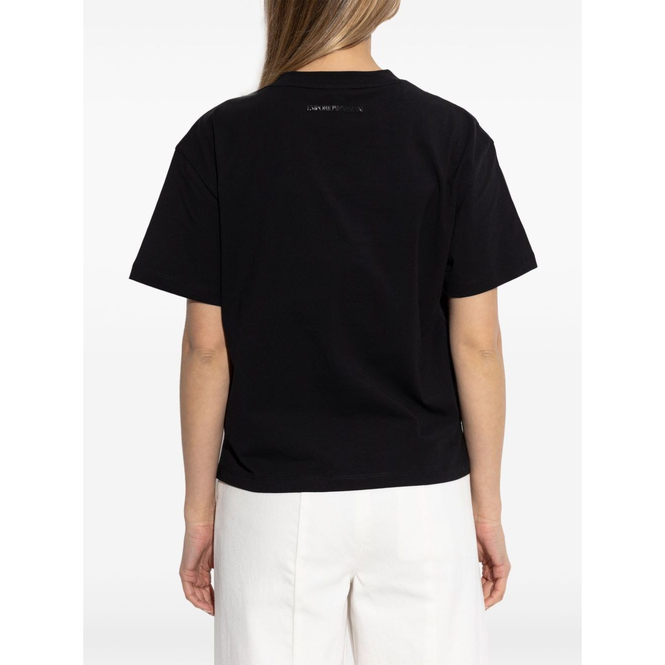 Emporio Armani Cotton-jersey T-shirt with oversized lurex logo