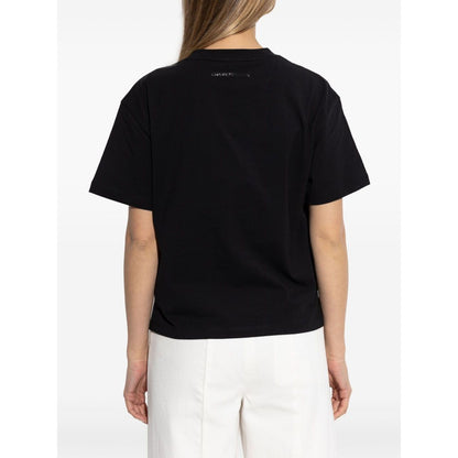 Emporio Armani Cotton-jersey T-shirt with oversized lurex logo